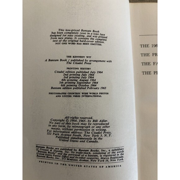 The Kennedy Wit PB JFK John F Kennedy RFK Biographical Humor Politics 1965 - Picture 4 of 4